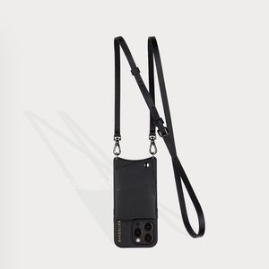 Bandolier - EMMA, Pebble Leather Crossbody Bandolier in Black/Pewter